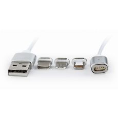 GEMBIRD CC-USB2-AMLM31-1M Magnetic USB charging combo 3-in-1 cable, silver, 1 m