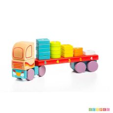 CUBIKA Drveni kamion sa geometrijskim figurama – 19 elemenata