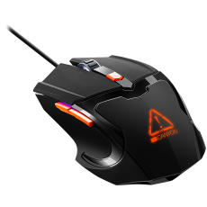 Optical Gaming Mouse with 6 programmable buttons, Pixart optical sensor, 4 levels of DPI and up to 3200, 3 million times key life, 1.65m PVC USB cable,rubber coating surface and colorful RGB
