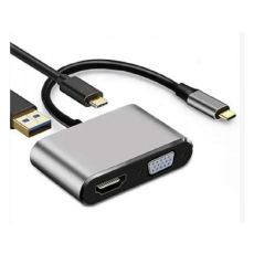 LINKOM Adapter-konvertor TIP C na HDMI 4K+VGA+1xUSB 3.0+TIP C (618)