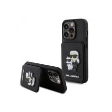 APPLE Maska za iPhone 15 Pro Max SAFFIANO CARDSLOTS AND STAND K&C PATCH, crna