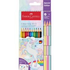 FABER CASTELL Drvene bojice1/10 grip unicorn + 3 sparkle pastel 201542