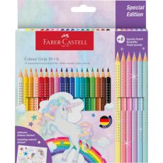 FABER CASTELL Drvene bojice1/18 grip unicorn + 6 sparkle pastel 201543