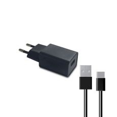 KSIX Kućni Punjač CONTACT LCCDC02 10W + Kabal USB-C 1m, crna