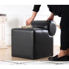 ATELIER DEL SOFA Tabure Rohin Deri Puf, crna