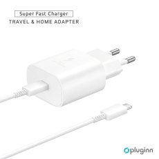 Kućni Punjač Pluginn AJ-25 KP-614C PD Fast 25W za Samsung sa PD Type C kablom CE beli