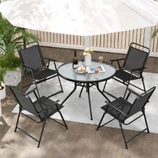 LEMON PLANET Set baštenski sto i sklopive stolice, crna