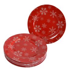 SIGMA NG porcelan set za kolače (crveni/bele pahuljice)