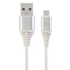 GEMBIRD Micro-USB kabl, pleteni, CC-USB2B-AMmBM-1M-BW2, 1m, srebrna/bela