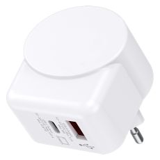 Zidni punjač SKROSS EU USB 45W PD – USB-C 45W i USB-A 18W, za laptop i telefon, beli