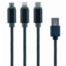 GEMBIRD USB 3-u-1 kabl, 8-pin, Type-C, Micro USB, CC-USB2-AM31-1M, 1m, crna