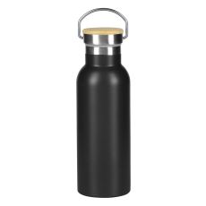 Termos boca CALDO 500 ml – vakuum izolacija do 12 h, vrh od bambusa, ručka, crna