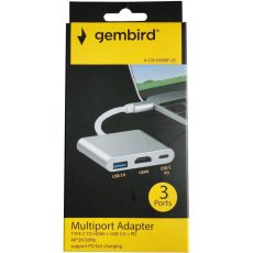 GEMBIRD A-CM-HDMIF-05 TYPE-C TO HDMI + USB3.0 + PD ALUMINIUM