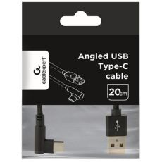 GEMBIRD USB Typee-C kabl, pod uglom, CC-USB2-AMCML-0.2M, za punjenje i prenos podataka, 0.2m, crna