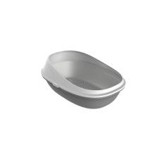 PETMAX Toalet za mačke 59x39 cm otvorena dupla baza sivi