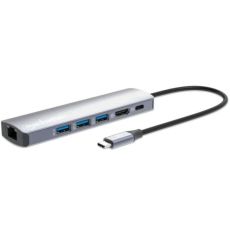 MANHATTAN Docking station 153959 6in1 USB-C - HDMI/3xUSB/GLAN/PD 100W