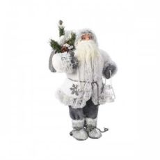 Novogodišnja figura Deda Mraz, sivo- beli 45cm