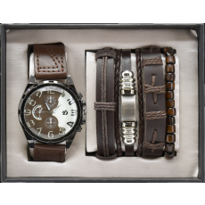 MOJA KNJIŽARA SET MUŠKI OP24444 sat sa narukvicama braon WY
