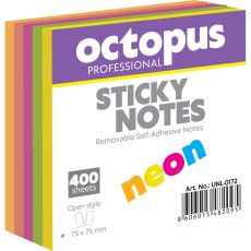 OCTOPUS Blok samolepljivi 75x75 400 lista neon  unl-0172