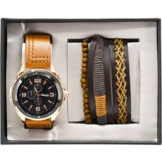 MOJA KNJIŽARA SET MUŠKI OP24446 sat sa narukvicama braon WY