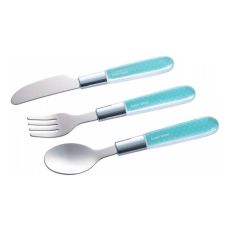 CANPOL Pribor - metalni set nož, viljuška i  kašika za bebe 9/477 - plave boje