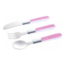 CANPOL Pribor - metalni set nož, viljuška i kašika za bebe 9/477 - pink boje