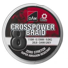 DAM STRUNA CROSSPOWER 8-BRAID 150M DARK GREY 0,15