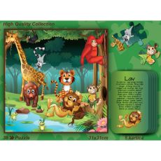 Slagalica - Životinje iz džungle + 5 edukativnih kartica