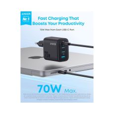 Zolo 70W 4-porta(3x USB-C i 1x USB-A) zidni punjač crni