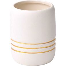 TENDANCE Čaša gold Stripes 10,5x7,8cm  keramika bela