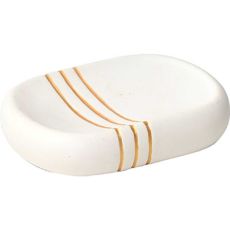 TENDANCE Posuda za sapun gold Stripes 12x9x2,5 cm keramika bela