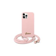GUESS Futrola za iPhone 12/12 Pro pink Metal Logo Cord
