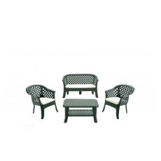 Green Bay VERANDA Baštenski set sto + 2 stolice + dvosed zeleni