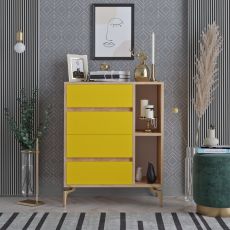 HANAH HOME Komoda Yumi, žuta/svetlo braon