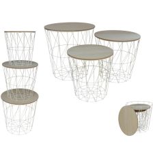 Set 3 stočića Basket, dia.39,5cm, natur/beli