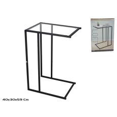 Pomoćni stakleni stočić Loft, 40x30x59cm, crni ram