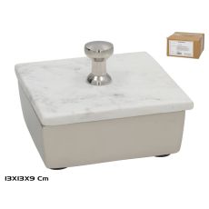 Dekorativna kutija sa mermernim poklopcem, 13x13x9cm