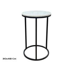 Pomoćni mermerni stočić, 30x30x48cm, belo/crni