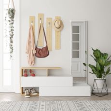 HANAH HOME Cipelarnik sa ogledalom i čivilukom Ramda, bež/bela