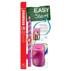 STABILO Set za pisanje Easy (grafitna olovka, rezač, gumica), pink, za desnoruke, 1/3