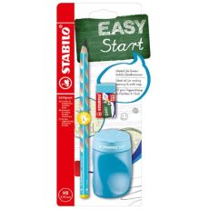 STABILO Set za pisanje Easy (grafitna olovka, rezač, gumica), plava, za levoruke, 1/3