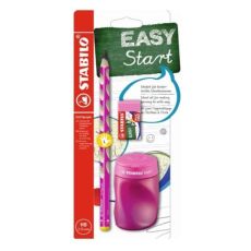 STABILO Set za pisanje Easy (grafitna olovka, rezač, gumica), pink, za levoruke, 1/3