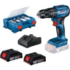 BOSCH Akumulatorska bušilica GSB 185, 2x2.0Ah + 82-delni set pribora u koferu