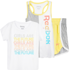REEBOK set za devojčice šorc i dve majice, zuto bela