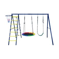 Set za dvorište dvostrane merdevine, gnezdo, ljuljaška i koš 270,5 x 180x 185 cm