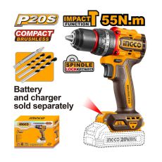 Akumulatorska udarna bušilica CIDLI205581 55Nm 20V SOLO INGCO