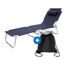 eHomeGarden Ležaljka sa jastukom plava + rashladna torba