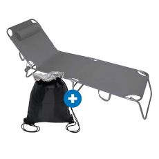eHomeGarden Ležaljka sa jastukom siva + rashladna torba