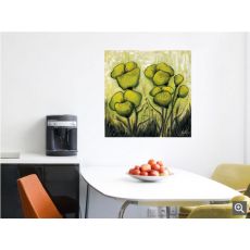 DELTA LINEA Uramljena slika Green flowers 50x50 cm
