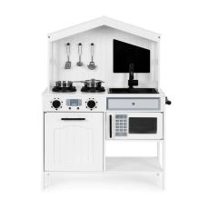 ECO TOYS Drvena kuhinja za decu sa dodacima, bela